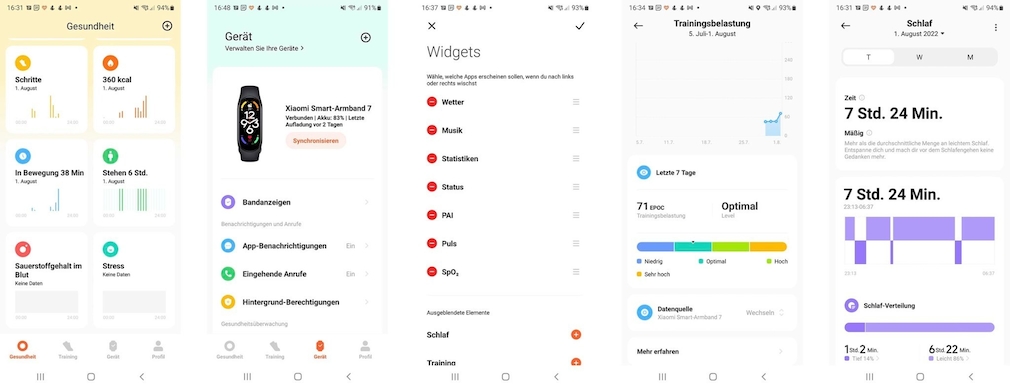 Xiaomi Band 7 in the practical test: new app, new start The Mi Fitness app offers many settings and information. 