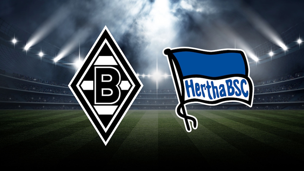 Borussia Mönchengladbach – Hertha BSC: Logos auf dem Rasen