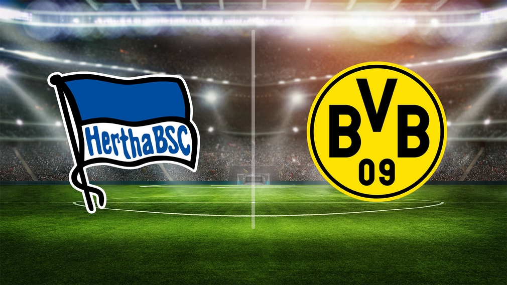 Hertha BSC, Borussia Dortmund: Logos auf dem Rasen