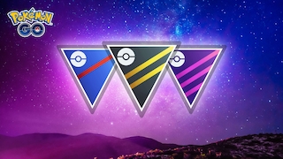 Symbole der GO-Kampfliga vor einem Sternenhimmel.