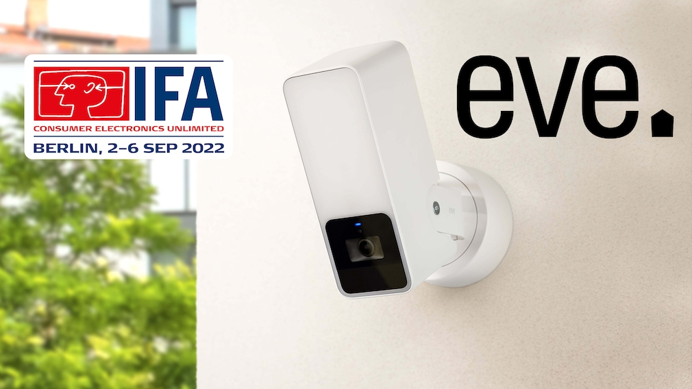 Eve Outdoor Cam mit IFA 2022 Logo