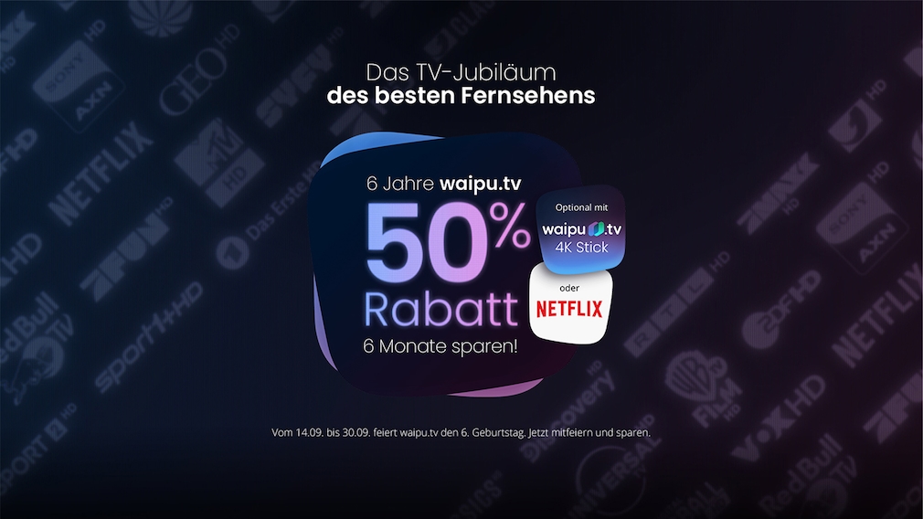 Waipu.tv-Angebot: 50 Prozent sparen