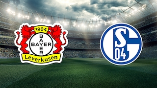 Bayer 04 Leverkusen – FC Schalke 04: Wappen im leeren Stadion