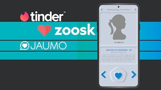 Benutzeroberfläche eines Handys mit Logos verschiedener Dating-Apps