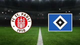 St. Pauli und HSV - Wappen im leeren Stadion