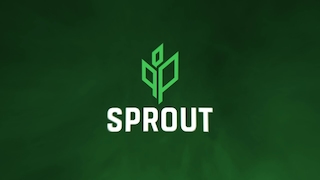 Logo von Sprout auf grünem Hintergrund.