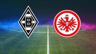 Borussia Mönchengladbach gegen SG Eintracht Frankfurt: Wappen im leeren Stadion