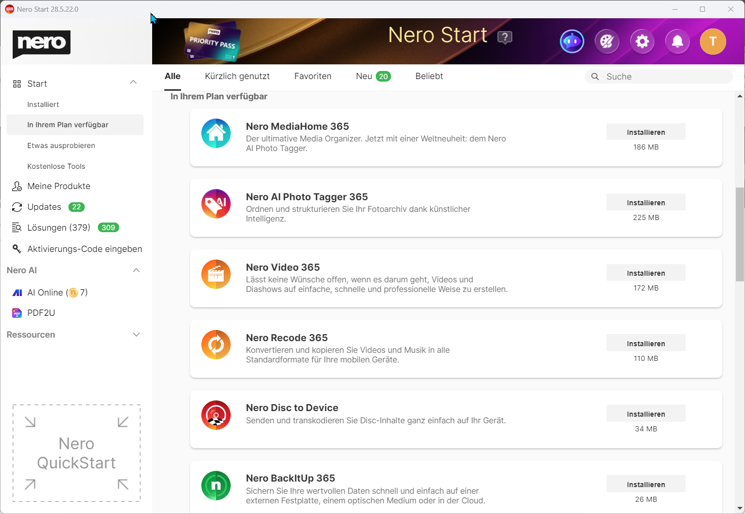 Nero Platinum SE – Kostenlose Spezial-Version für 1 Jahr