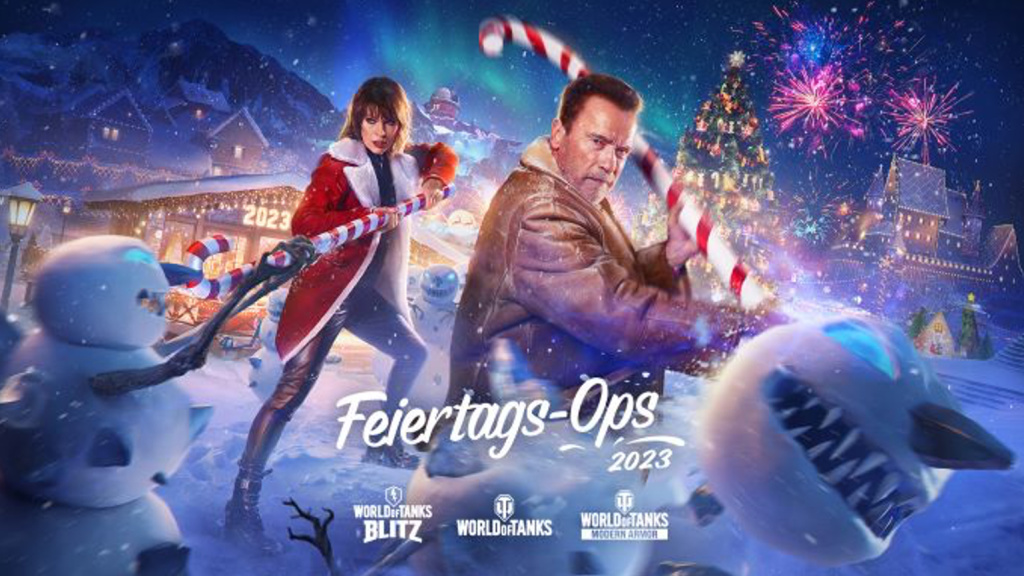 Arnold Schwarzenegger und Milla Jovovich in "World of Tanks" 2022