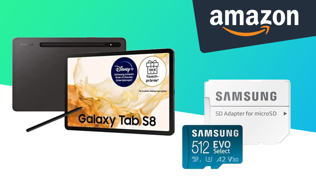 Amazon: Gutes Samsung Galaxy Tab S8 mit 512-GB-microSD für 559 Euro
