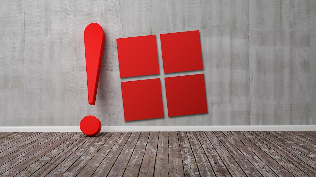Windows-Logo neben Ausrufezeichen
