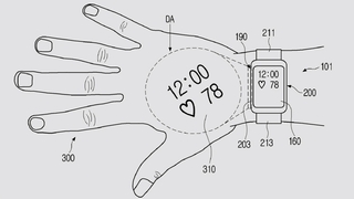 So stellt sich Samsung die Projektion von Smartwatch-Inhalten auf die Hand vor