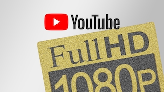 Ein YouTube- neben einem Full-HD-Logo.