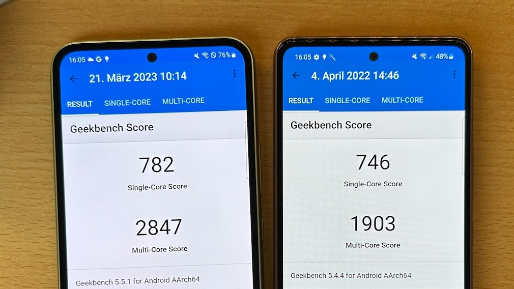 Geekbench-Vergleich: Galaxy A54 vs. A53
