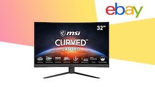 MSI Curved-Monitor neben Ebay-Logo