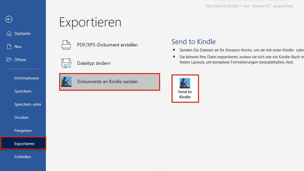Word Dokumente an Kindle senden COMPUTER BILD