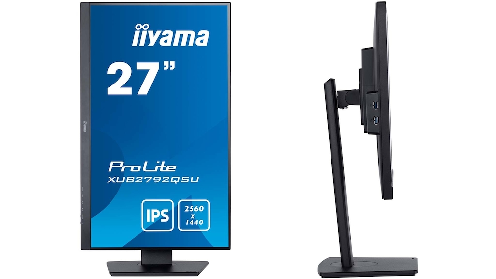 Iiyama XUB2792QSU-B5 im Test: Tolles Bild und viele Anschlüsse Der Monitor lässt sich gut an die eigenen Sprüche anpassen. Nutzer dürfen ihn sogar pivot aufstellen. 