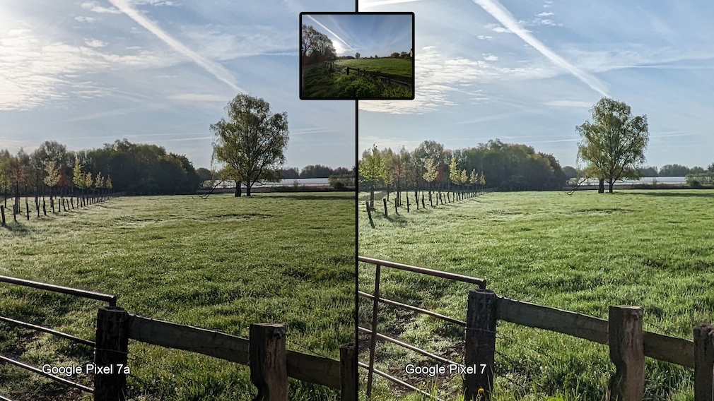 Fotovergleich: Google Pixel 7a vs. Google Pixel 7. Bildausschnitt Ultraweitwinkel-Foto.