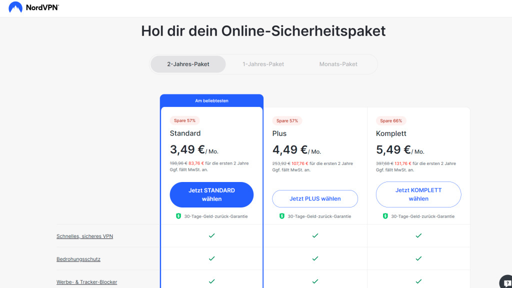 NordVPN-Kosten 2026: Alle Preise und Tarife im Überblick