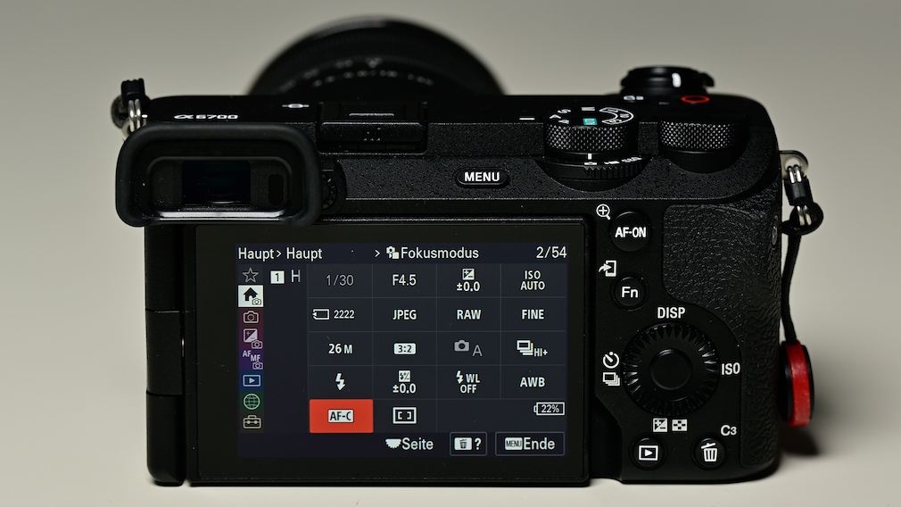 Sony Alpha 6700 Kameramenü