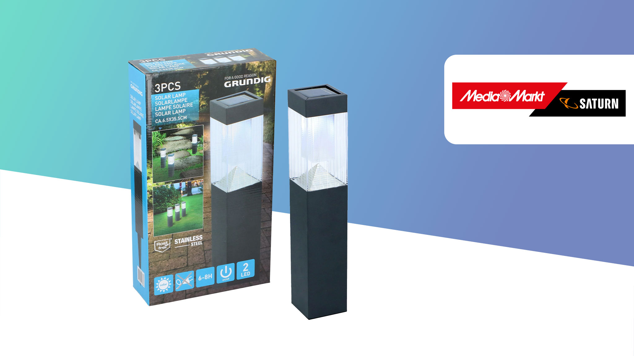 Media Markt Solarleuchten von Grundig im günstigen Dreierpack