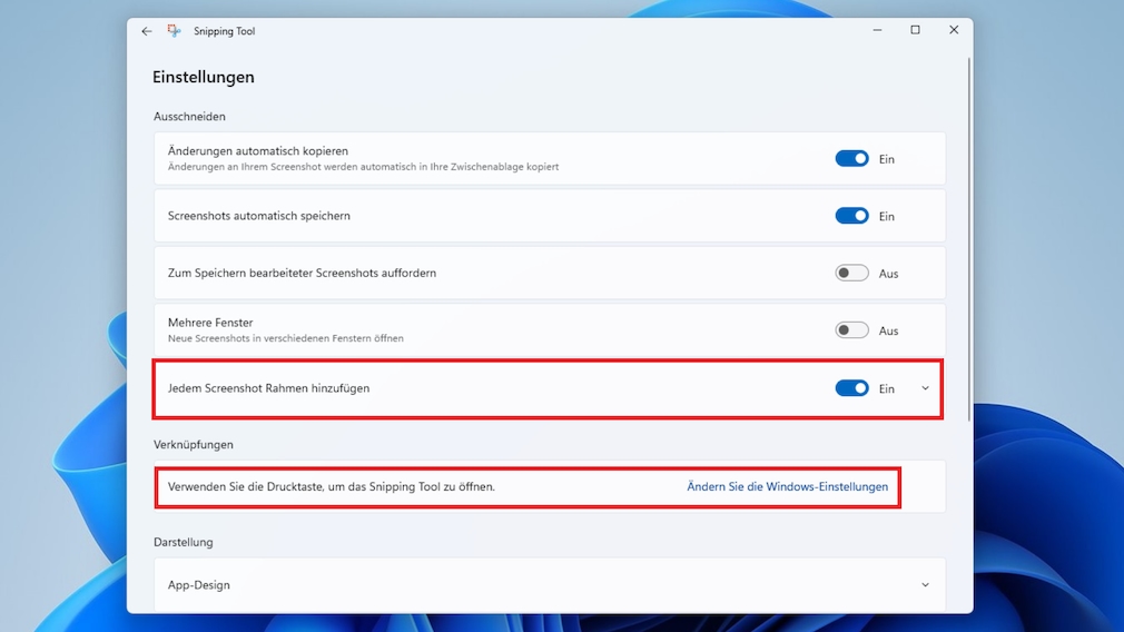 Windows 11 Snipping Tool deaktivieren DruckTaste freigeben