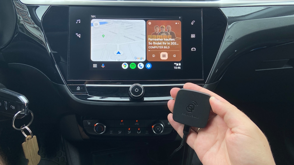 Android Auto kabellos mit AAWireless-Dongle.