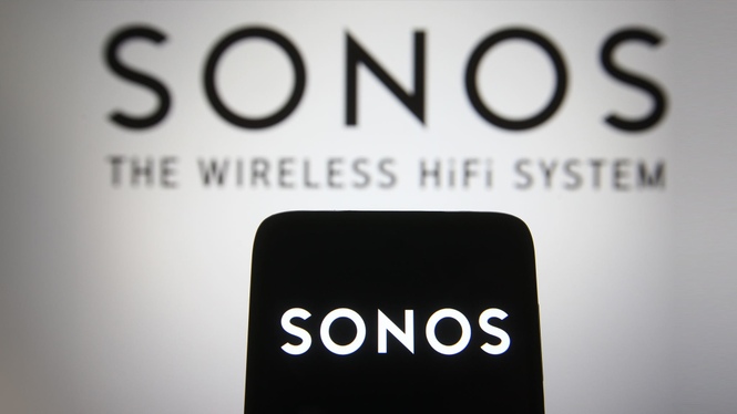 Sonos-Schriftzug auf Smartphone.