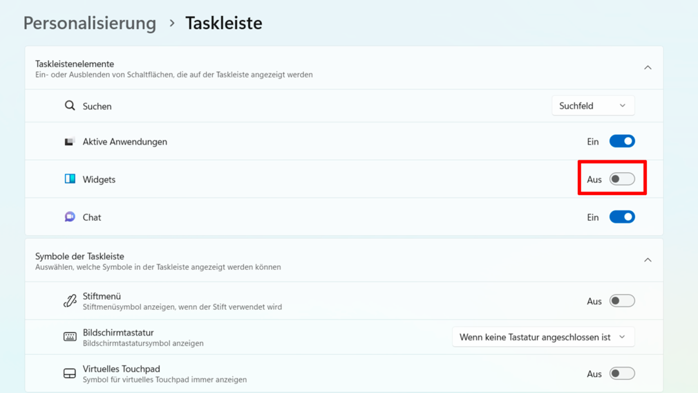 Windows 11: Widgets deaktivieren Windows 11: Widgets deaktivieren