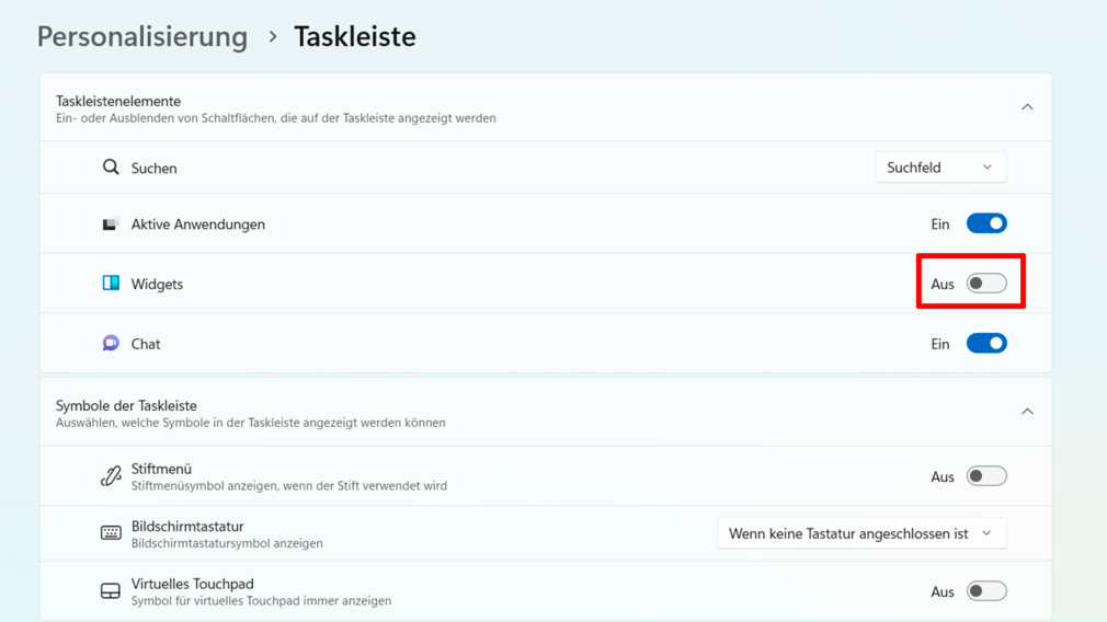 Windows 11: Widgets deaktivieren