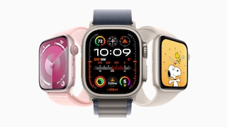 Apple watch 9 links, mittig Apple Watch Ultra und rechts Apple Watch SE
