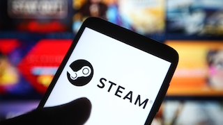 Steam-Logo auf einem Smartphone
