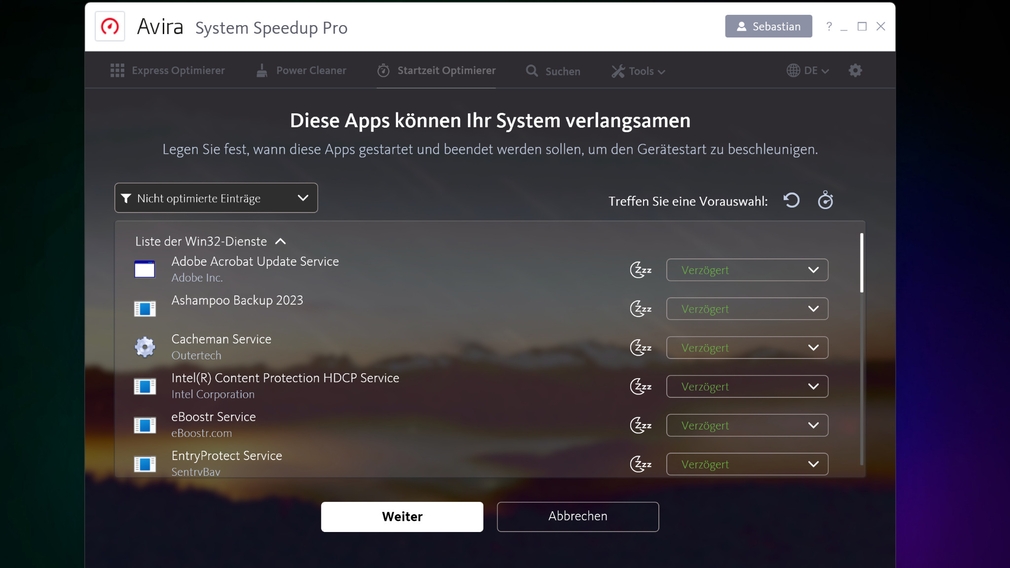 Windows: Autostarts verzögern ? und das Booten verkürzen Avira System Speedup Pro räumt Windows auf und macht es schneller ? ein Rundumpaket. Windows: Autostarts verzögern ? und das Booten verkürzen Avira System Speedup Pro räumt Windows auf und macht es schneller ? ein Rundumpaket.