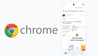 Screenshots eines Chrome-Fensters neben dem Chrome-Logo.