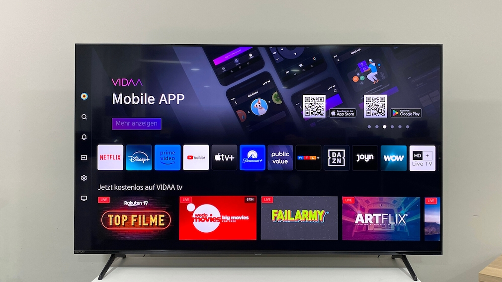 Für das VIDAA-Betriebssystem sind weniger Apps verfügbar als etwa für Android, die gefragten Streaming-Anbieter sind aber dabei.