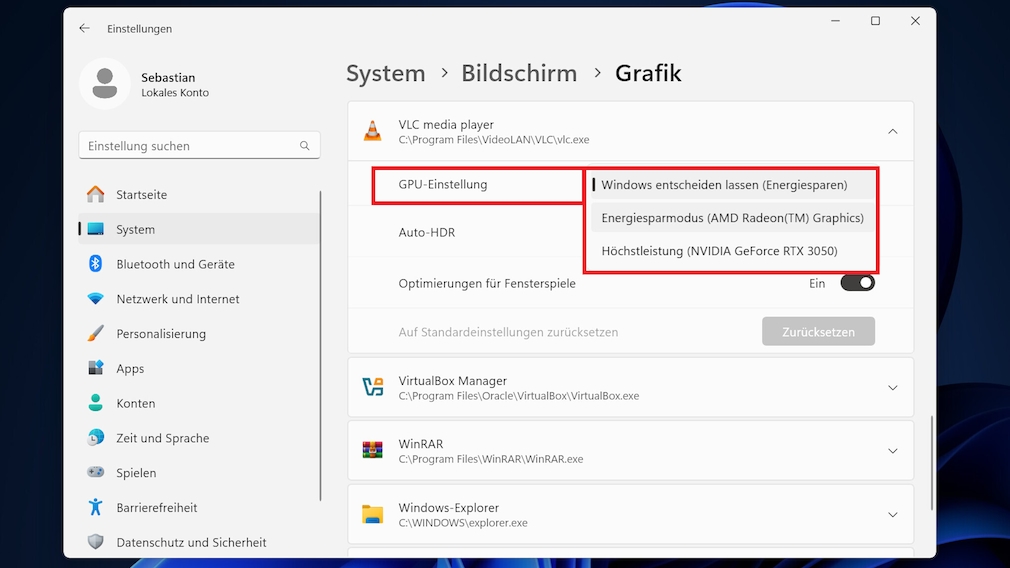 WINDOWS 11 EINEM PROGRAMM EINE GPU ZUWEISEN visual data 6