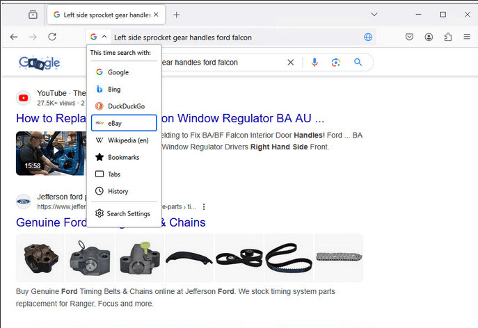 Screenshot Unified search button