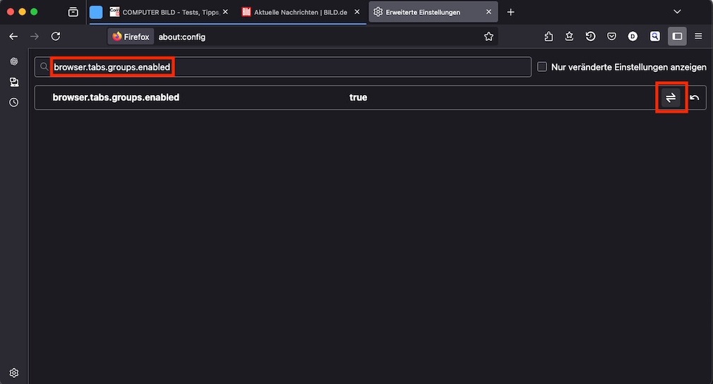 Screenshots from About: Config
