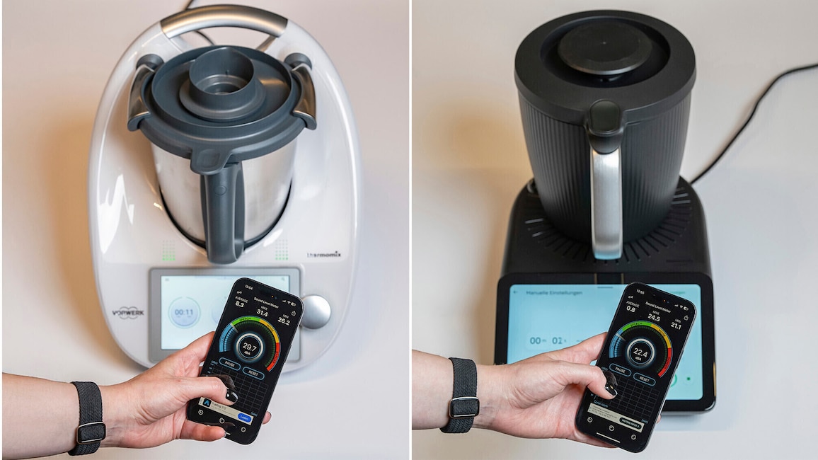 Lautstärkemessung des Thermomix TM6 und TM7 mit Smartphone-App.