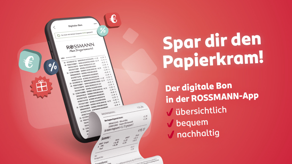 App statt Thermopapier: Rossmann führt digitalen Kassenbon ein