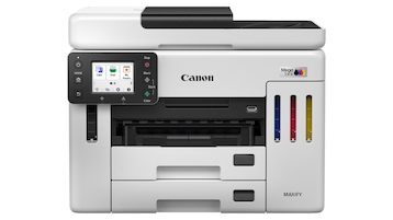 Ansicht des Multifunktionsdruckers Canon Maxify GX7150 von vorn vor weißem Hintergrund.
