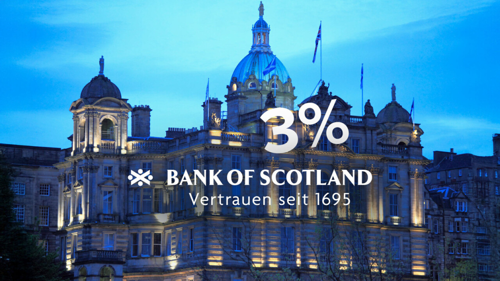 Neuer Topzins: 3 % Tagesgeld bei der Bank of Scotland