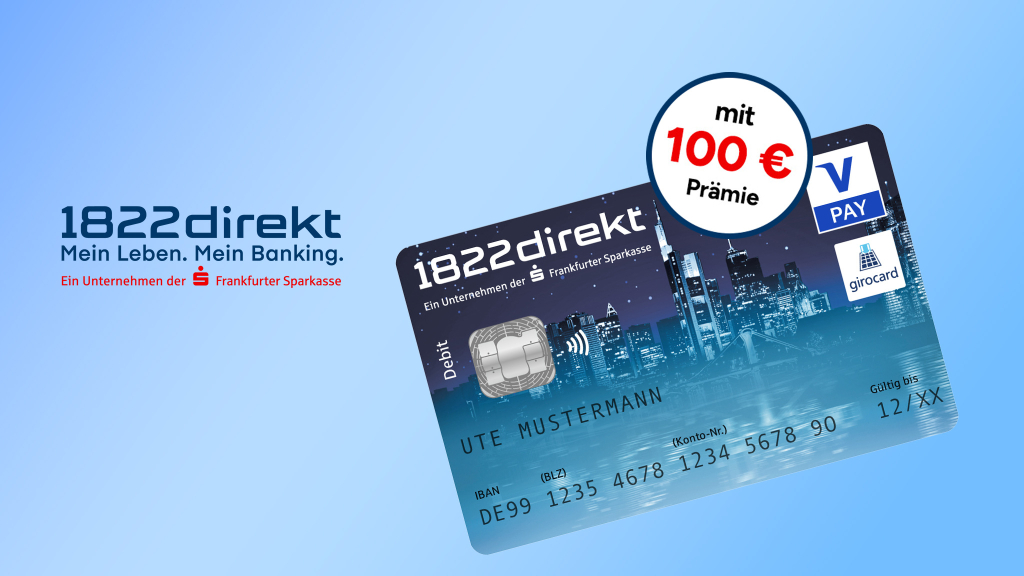 1822direkt: 100 Euro Prämie für neues Girokonto sichern
