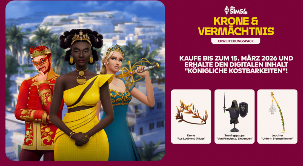 Königlich: "Die Sims 4 Krone & Vermächtnis" erscheint im Februar