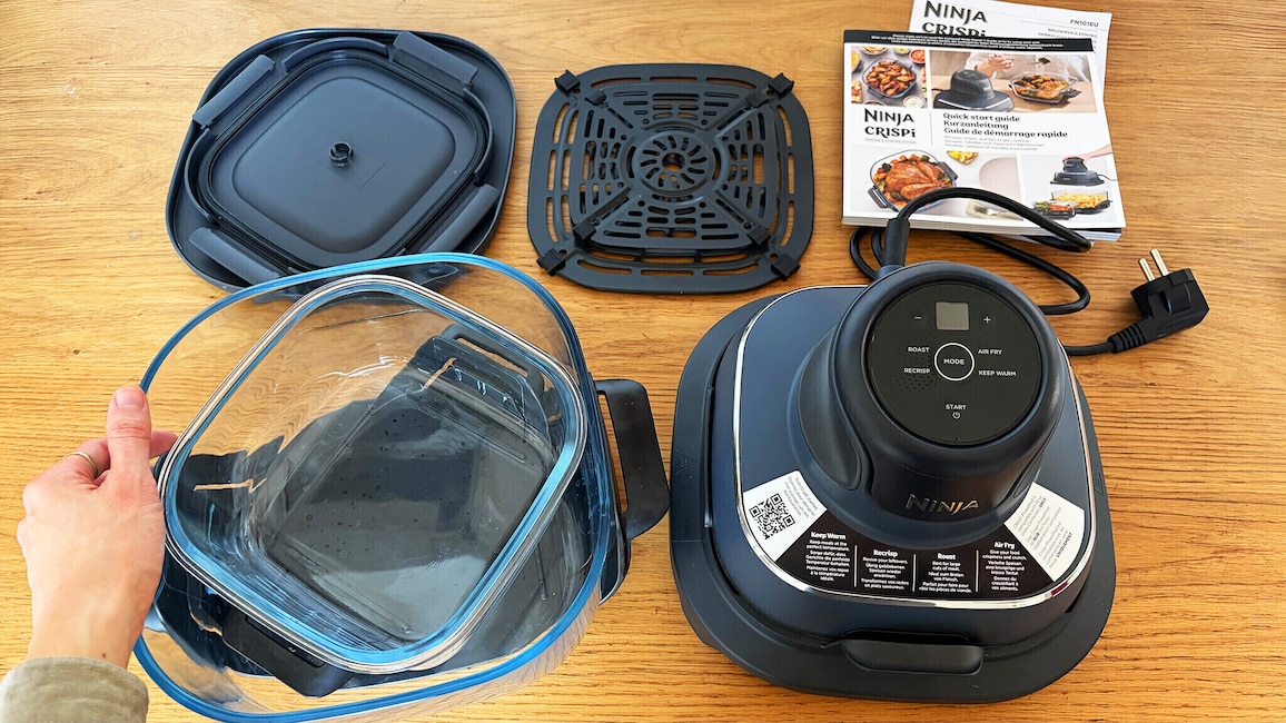 Ninja Crispi Heißluftfritteuse Aufbau und Zubehör