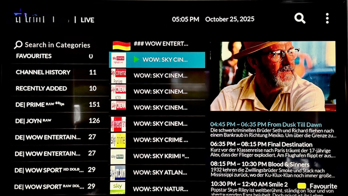 Die Auswahl linearer TV-Sender aus dem Pay-TV von Sky, DAZN oder Magenta-TV ist riesig