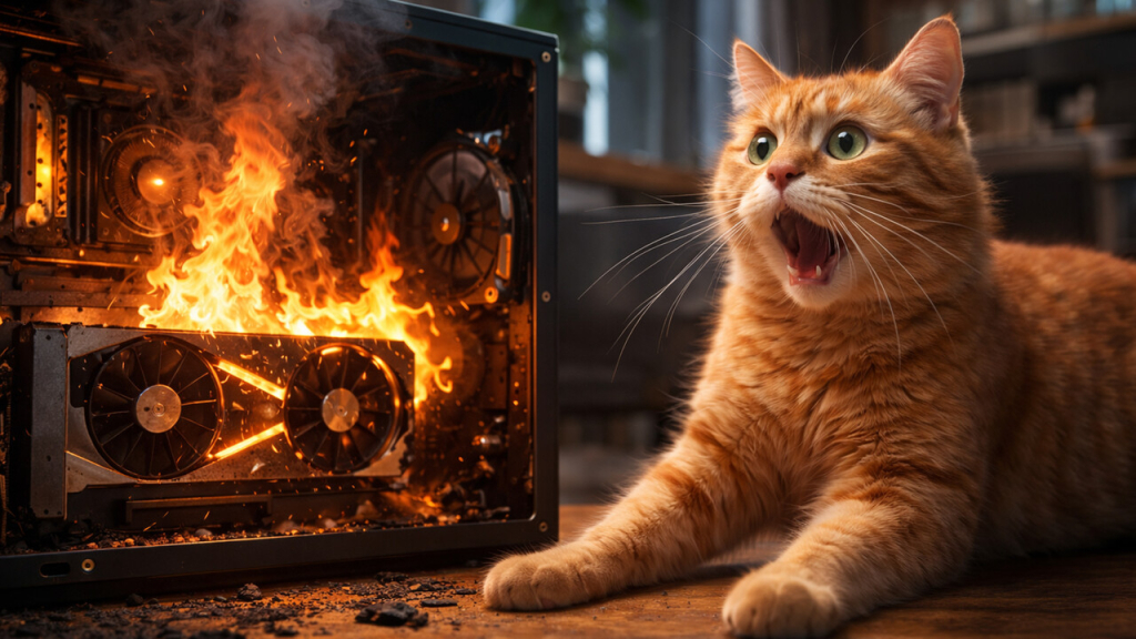 Katze verhindert Feuer durch überhitzte Grafikkarte
