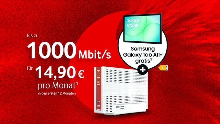 Gratis Samsung Galaxy Tab A11+ sichern – mit Vodafone Business-Kabel-Tarif für unter 15 Euro im Monat