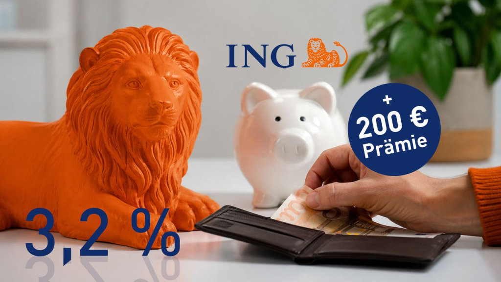 ING mit Doppelschlag: 3,2 % Tagesgeldzinsen plus 200 Euro Giro-Prämie