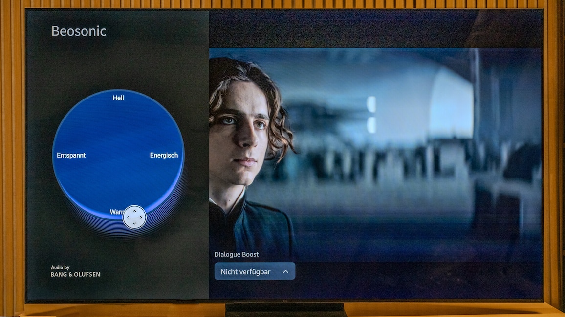 Der Beosound-Equalizer hilft auch ohne HiFi-Verständnis, den passenden Klang am TCL C7L einzupegeln. Was es mit keiner Einstellung gibt: Einen hörbaren Tiefbass.
